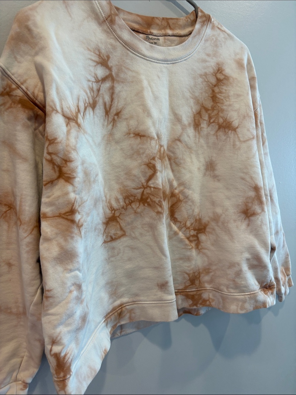 Madewell Tie-Dye Crewneck Sweatshirt in Cream and Brown ptp 19 length 22 - Picture 5 of 7